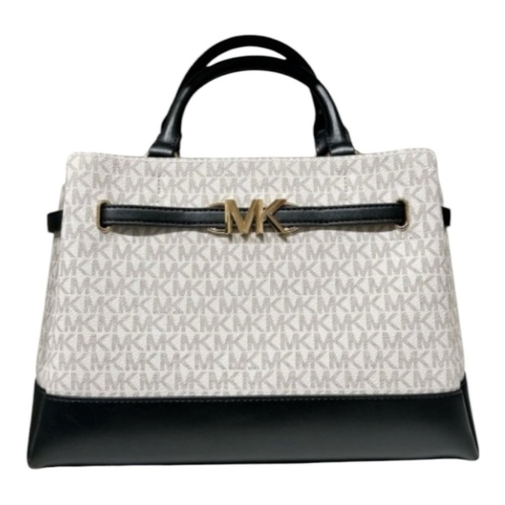 Michael Kors Reed Satchel Bag Black and Vanilla